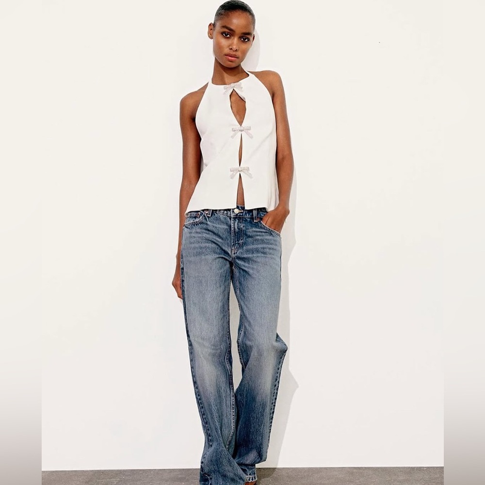 Zara Top With Rhinestone Bow | - Picture 7 of 7